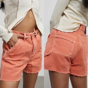 BDG Urban Outfitters Cut-Off Carpenter Shorts Washed Coral Sz 32